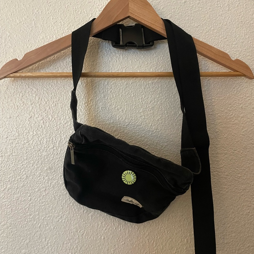 Black canvas crossbody or belt bag Aerie 7”x7”